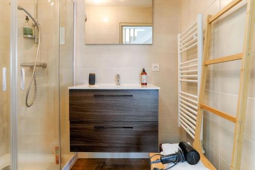 un bagno con lavandino e doccia di La Maison d'Adèle a Baden