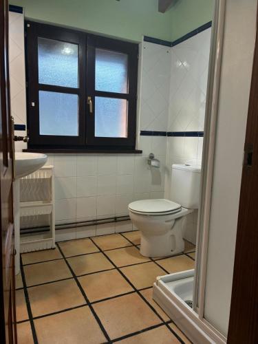 a bathroom with a toilet and a sink at rincón de covadonga in Caño