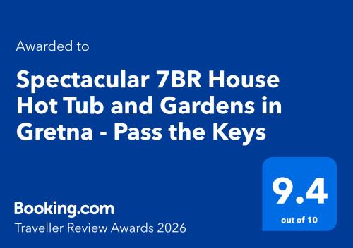 a screenshot of a website with the wordsspeeder zbr house hot tub at Spectacular 7BR House Hot Tub and Gardens in Gretna - Pass the Keys in Gretna Green