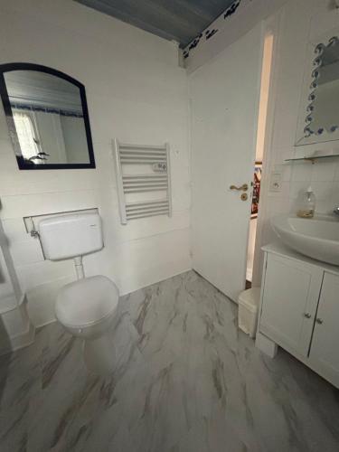 a bathroom with a toilet and a sink at 16th Century Manoir du Belvedere - central, unique, historical, with all modern amenities in Auray
