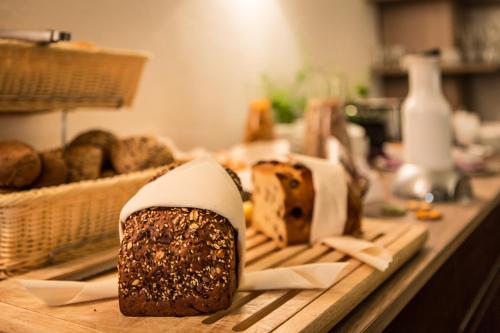 a loaf of bread sitting on top of a counter at RheinHotel ARTE in Remagen