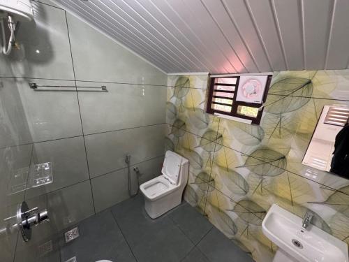 a bathroom with a toilet and a sink at Quiet Canopy homestay in Padinjarathara