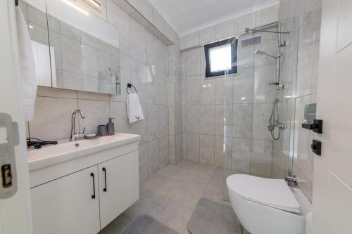 a bathroom with a toilet and a sink and a shower at Holiday Villa Lena in Köyceğiz