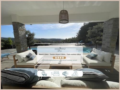 Villa 4 étoiles, 250m2, piscine, parking, vue mer