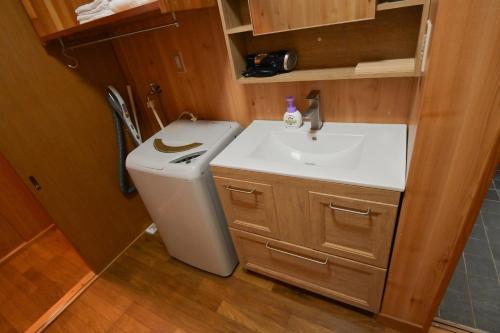 a small bathroom with a sink and a toilet at ve-nasu本館 in Nasu