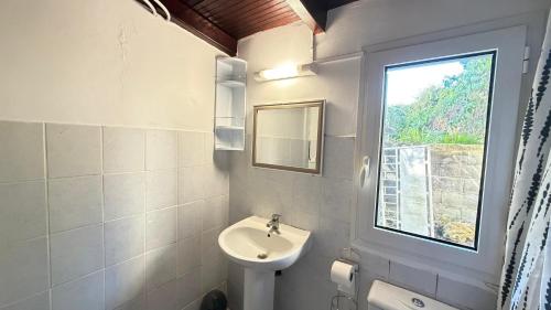 a bathroom with a sink and a window at Le lis de Udol in Pointe-à-Pitre
