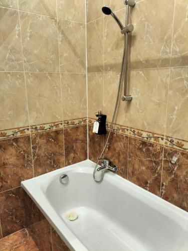a bathroom with a bath tub with a shower at Hôtel Claridge's in Menton