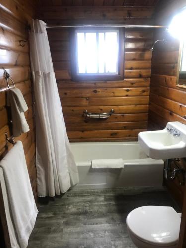 a bathroom with a tub and a sink and a toilet at Virginia Creek Settlement in Bridgeport