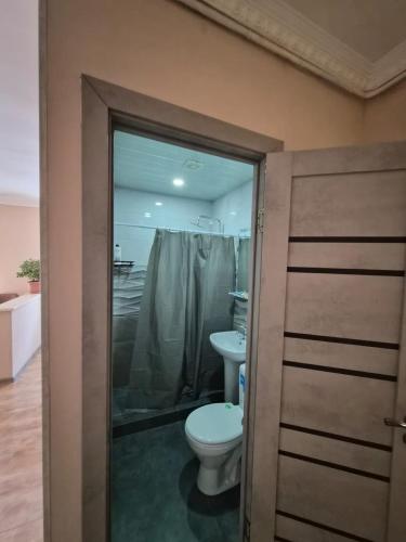 a bathroom with a toilet and a sink at Apartment in Jermuk in Jermuk