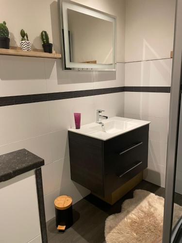 a bathroom with a sink and a mirror at La Vida in Lanaken