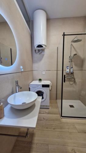 a bathroom with a sink and a shower at Moderno Estudio en Alcobendas in Alcobendas
