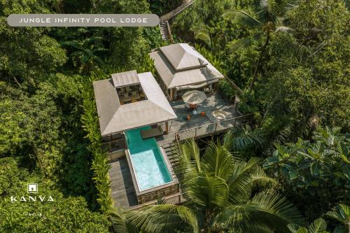 an overhead view of a house with a swimming pool at K Club Ubud in Ubud