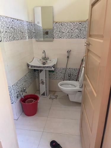 a bathroom with a toilet and a sink at Village Homestay in Chalt