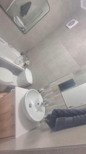 a bathroom with a toilet and a sink at 130 Brookes Hill Suites in Port Elizabeth