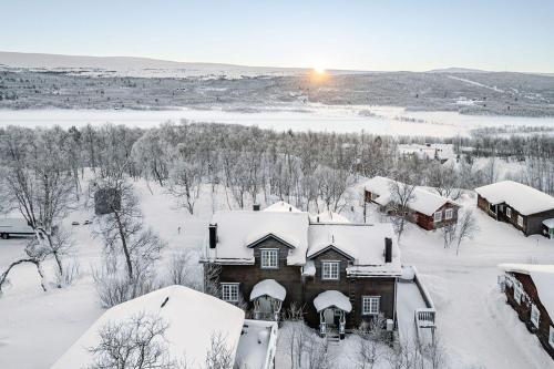 an aerial view of a house covered in snow at Brunkulla - Tänndalen in Tänndalen