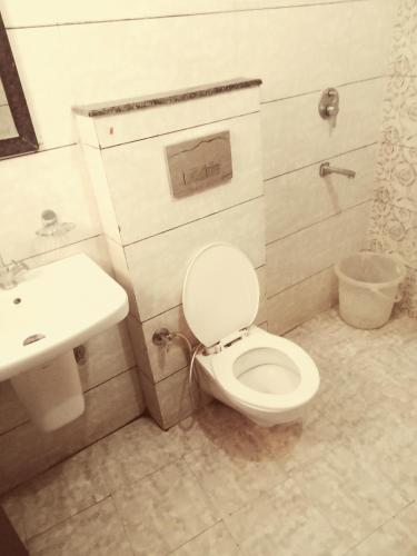 a bathroom with a toilet and a sink at Hotel Red ark inn in Mohali