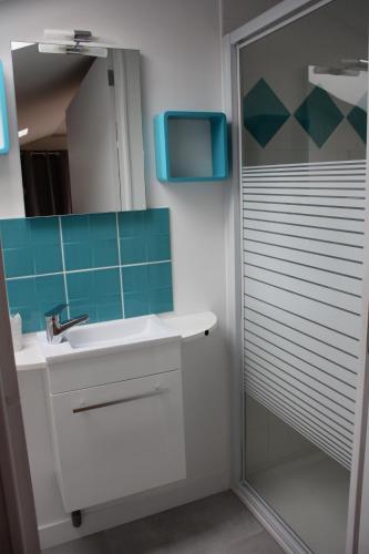 a bathroom with a sink and a glass shower at Le Clos Beaufleury in Bordeaux