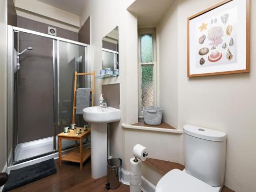 a bathroom with a toilet and a sink and a shower at 2 Bed in Lockerbie oc-94304 in Brydekirk