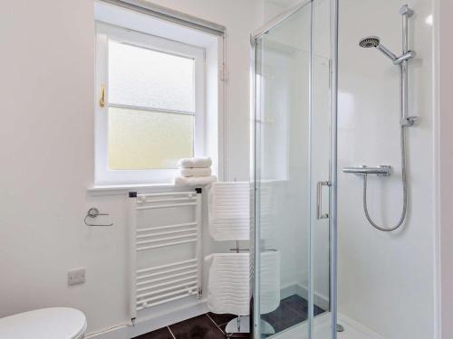 a bathroom with a shower and a toilet and a window at 1 Bed in Ardross oc-95533 in Alness