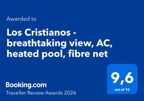 Los Cristianos - breathtaking view, AC, heated pool, fibre net