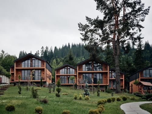 a house on a hill with a tree at Phoenix Relax Park in Bukovel