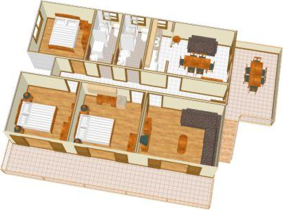 a model of a boat with a floor plan at Apartman Sulić in Podgora