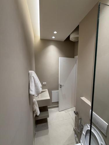 a bathroom with a shower and a toilet at Apartment 27 in Elbasan
