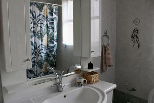 a bathroom with a sink and a mirror at Arcadia di Vito in Tripoli