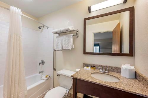 a bathroom with a sink and a toilet and a mirror at Best Western Plus Eagle Vail Airport in Eagle