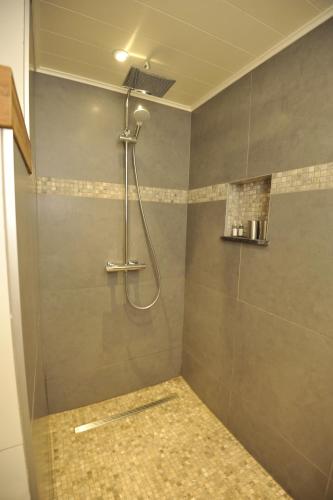 a shower with a shower head in a bathroom at Le Clos Sigebert in Libramont