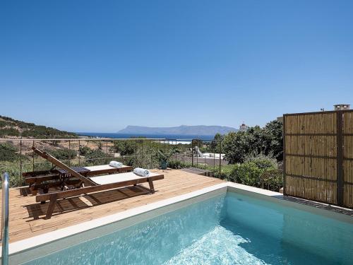 Luxurious stone cave with pool and sea view