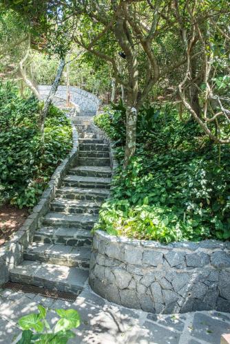 a set of stone stairs in a garden at La Pedrera Small Hotel & Spa in Búzios