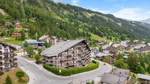 Cristal 702 pres de la telecabine a Anzere avec vue sur les Alpes