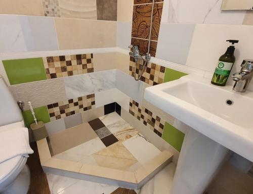 a bathroom with a sink and a toilet at Hanul lui Hanganu in Lalova