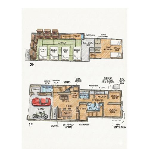 a floor plan of the clubhouse at arigatouya 3 minutes by car to Chichibugahama Beach Renovate pet OK Free parking Seven beds Limited to one group per day Private lodging in Mitoyo