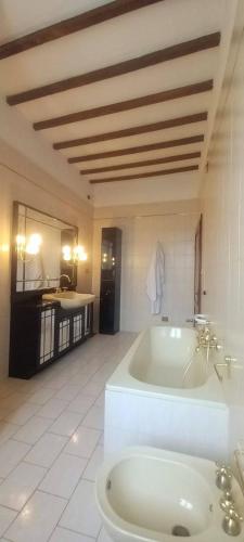 a large bathroom with a tub and a sink at Vita Toscana in Chiusi