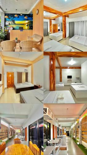 a collage of four pictures of a room with beds at Quartz Suites in Camiguin