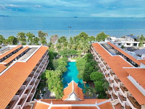 an aerial view of the resort buildings and the ocean at Avalon Beach Resort Pattaya in Pattaya South