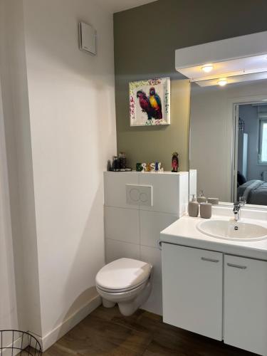 a bathroom with a toilet and a sink at Bel apartment - Waterloo in Waterloo
