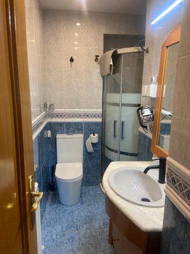 a bathroom with a toilet and a sink at Refugio de ensueño in Sabiñánigo