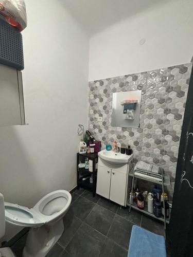a bathroom with a toilet and a sink at Studio in the center in Craiova