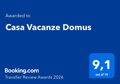 a blue sign with the text cancelled to csa vaccine domus at Casa Vacanze Domus in Centola
