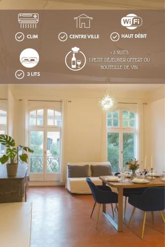 Pézenas historique appartement clim wifi 2 chambres 6 couchages