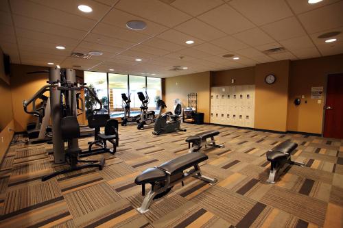 a gym with treadmills and machines in a room at Bally's Quad Cities Casino & Hotel in Rock Island