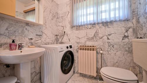 a bathroom with a toilet sink and a washing machine at Villa Requiem by Villas Guide in Bednja