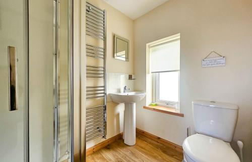 a bathroom with a toilet and a sink at Ben Edra Croft in Staffin