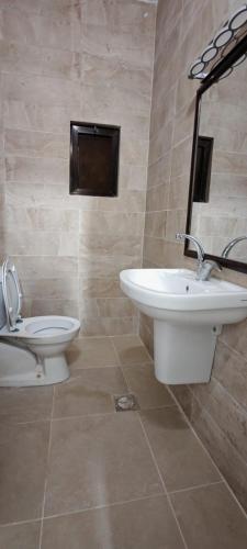a bathroom with a sink and a toilet at cozy home in Jerash