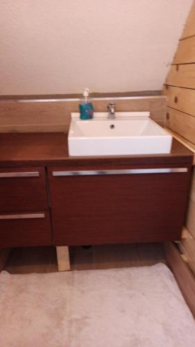a bathroom with a white sink and a counter at BUNGALOV COZY UNA in Kulen Vakuf