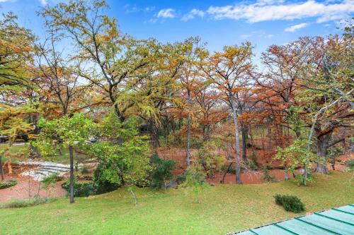 a view of a park in the fall with trees at Cypress Star in Wimberley