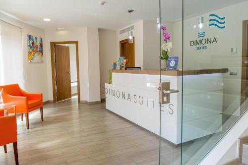 a lobby of a dermatologists office with a glass door at BLUESEA Dimona Suites in Torremolinos